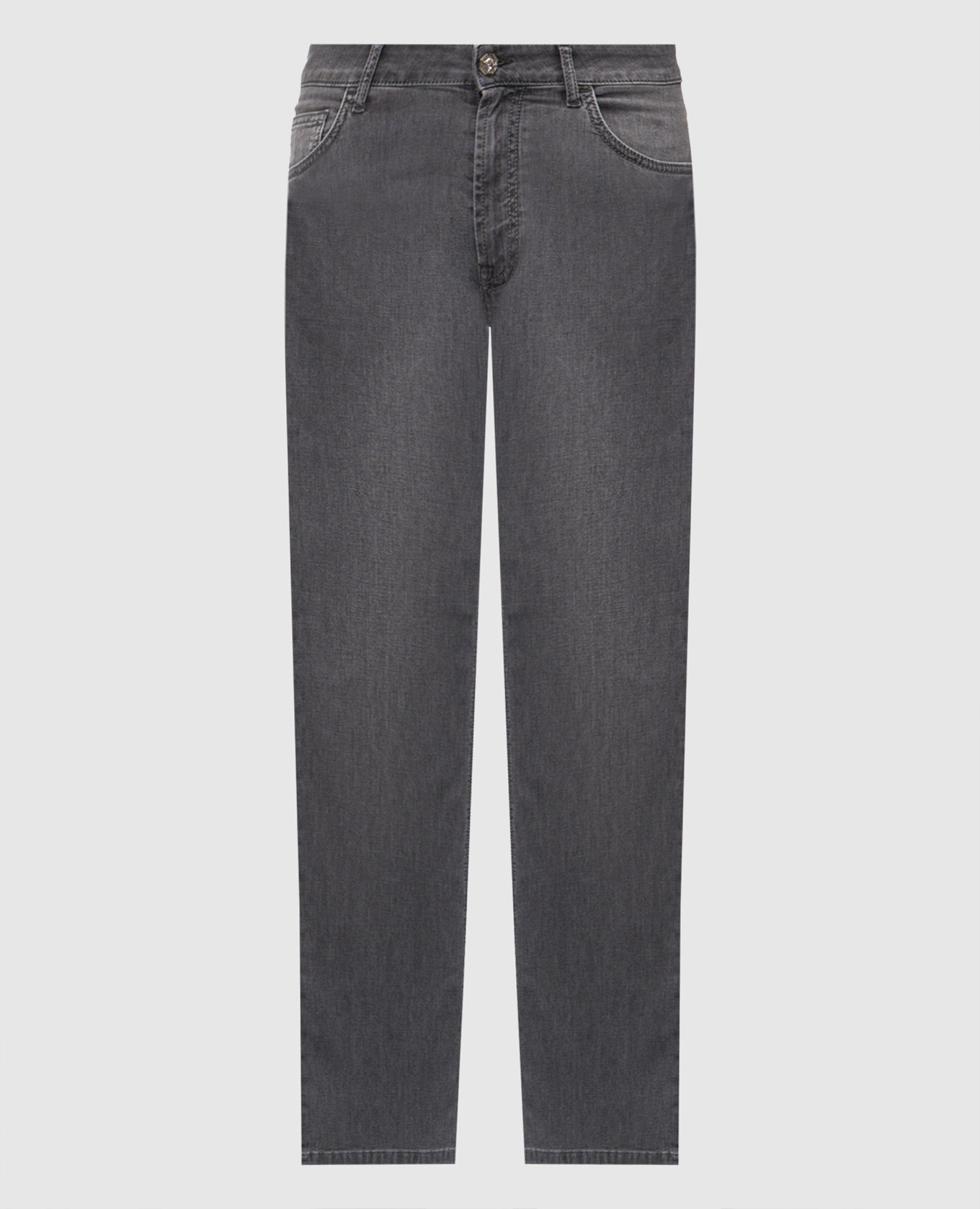 Grey jeans with embroidered logo Stefano Ricci