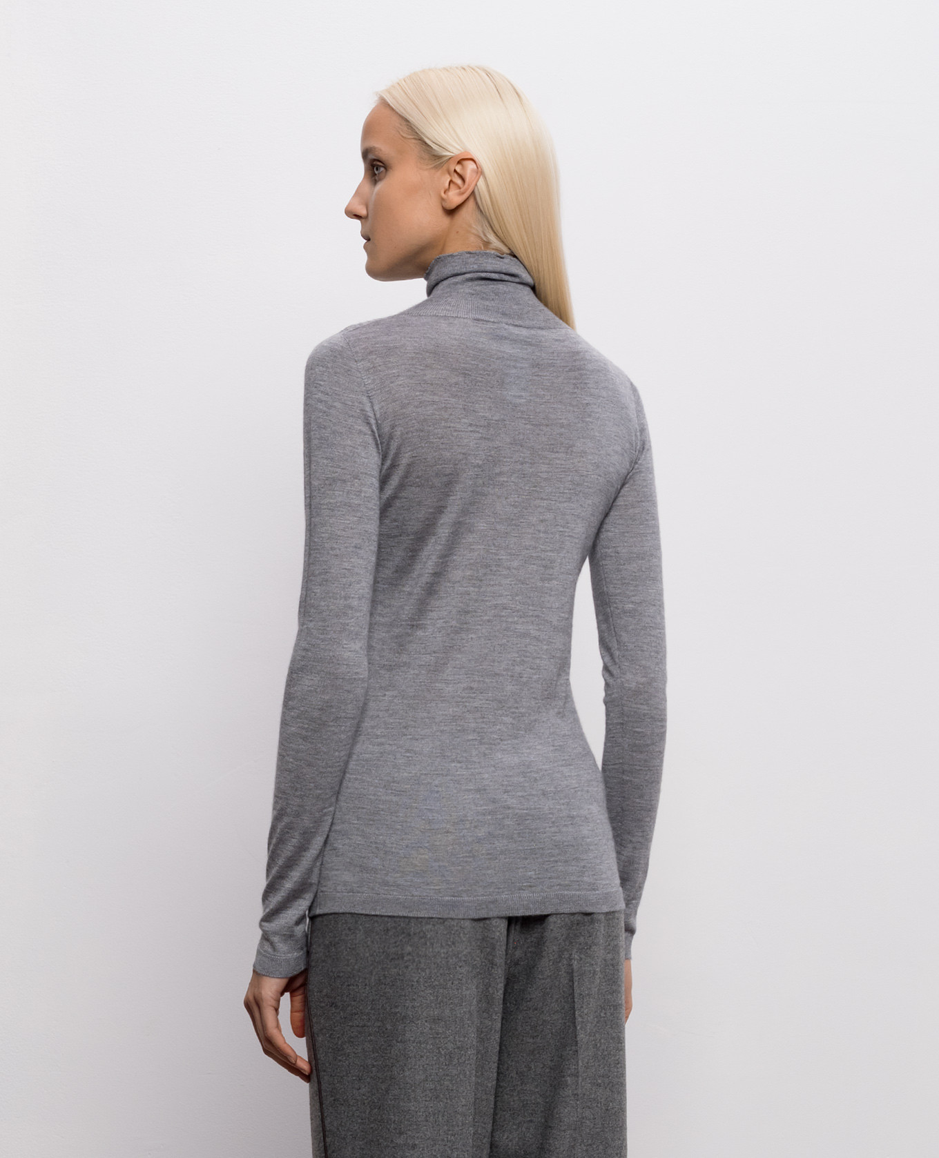 Grey melange cashmere and silk turtleneck Fabiana Filippi 4
