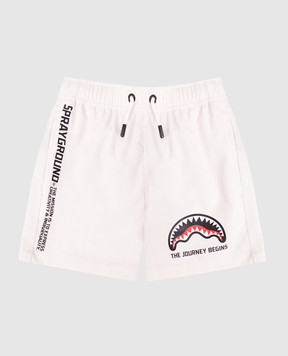 Sprayground Children's beige swim shorts with logo print SPY1475IVO