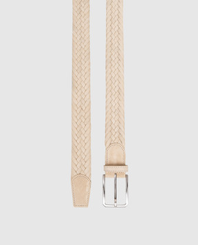 Canali Beige suede braided belt KB0044050C