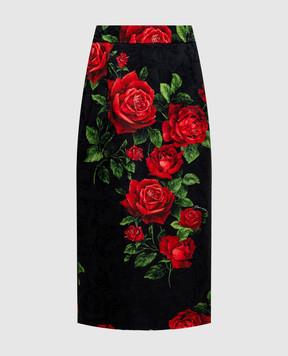 Dolce&Gabbana Black skirt with printed silk F4CS8TFSTB4