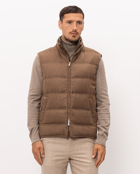 Enrico Mandelli Brown wool and cashmere down vest 4T772A5804