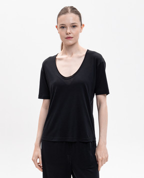 Toteme Black T-shirt with silk 253WRT0527FB0447