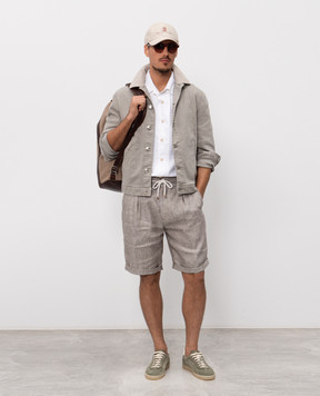 Brunello Cucinelli White shirt with linen and hemp MA6780619