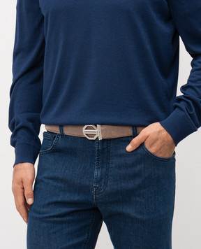 Stefano Ricci Beige suede belt with logo N381SDC554P