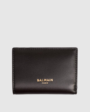 Balmain Black leather wallet with logo HM1MM097LNSA