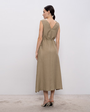 Peserico Khaki dress with monil chain A0222405435