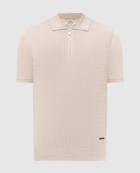Enrico Mandelli Beige silk polo with geometric pattern 3K034A5645