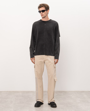 Off-White Black cargo pants with logo print 44MCF04PF26F001
