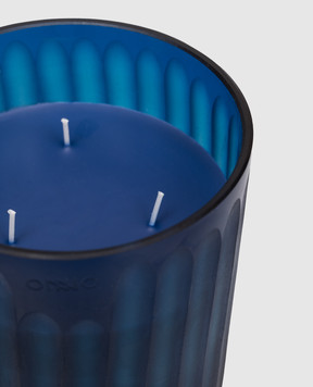 Onno Royal Blue S candle with Ginger Fig scent in a glass candle holder ON281G