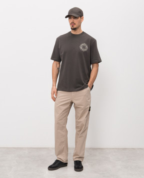 Stone Island Brown T-shirt with textured print L1S152100001S0284