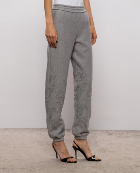Ermanno Scervino Life Grey melange joggers with embroidery D494P601HKS