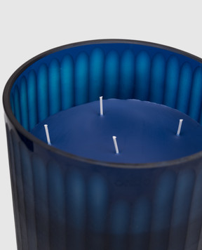 Onno Royal Blue L candle with Ginger Fig scent in a glass candle holder ON282G