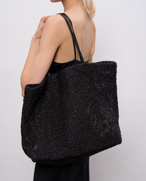 The Row Black woven Barn raffia bag W2074WL6