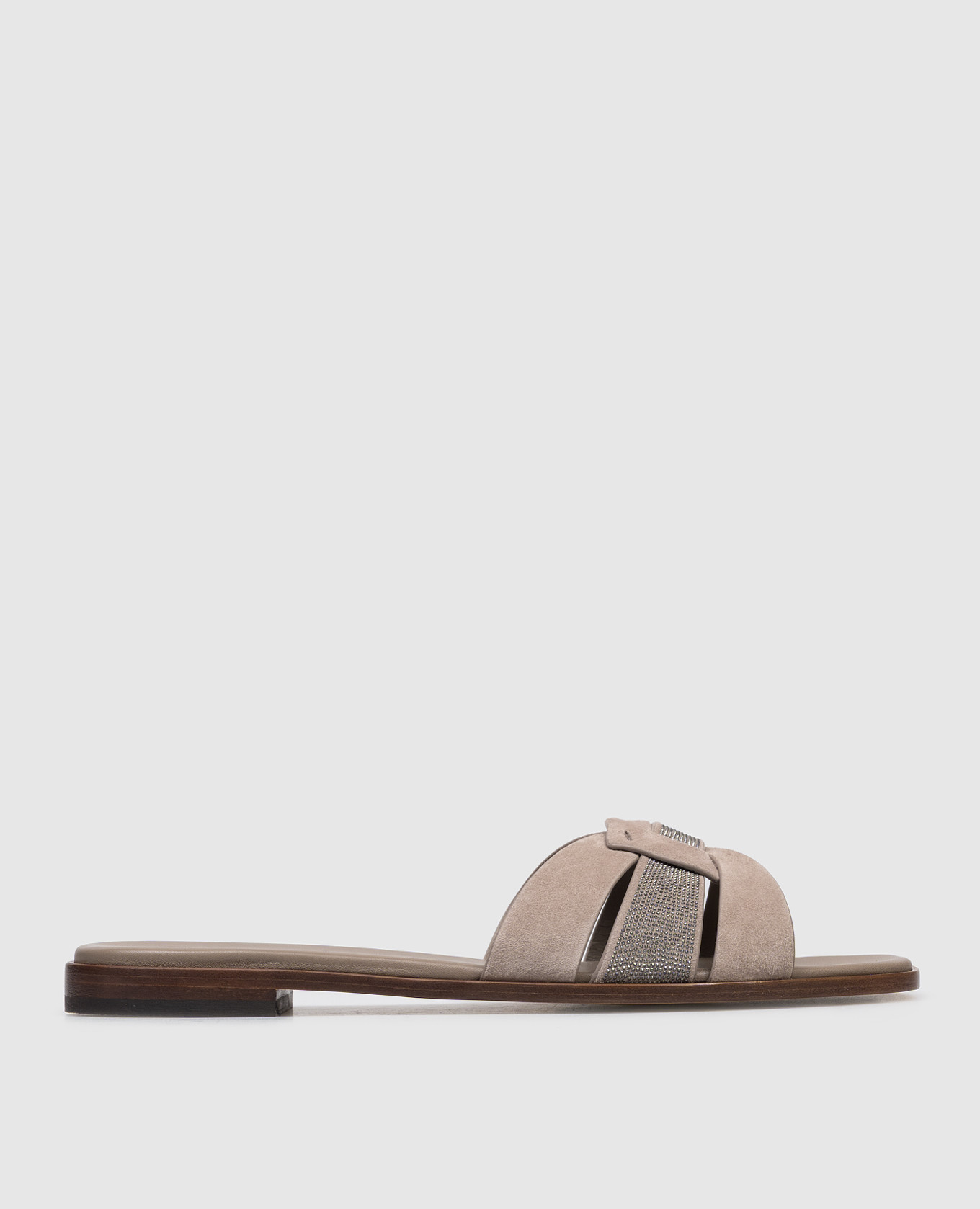 

Beige suede flip-flops with a monil chain Doucal's
