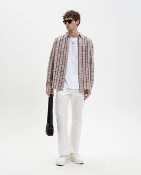 Off-White Pink patterned shirt with logo embroidery 44XGE04MS26F001