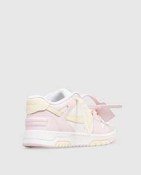 Off-White Out Of Office Kids Pink Leather Sneakers with Logo OGIA007S26LEA001
