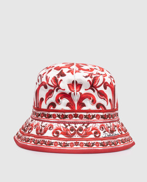 Dolce&Gabbana Children's white panama hat with branded print LB4H42FI5OI
