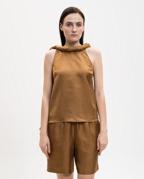 Loulou de Saison Brown silk top WILMA WILMA