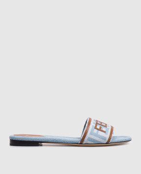Fendi Blue denim-effect logo flip-flops 8R8092AY2Z