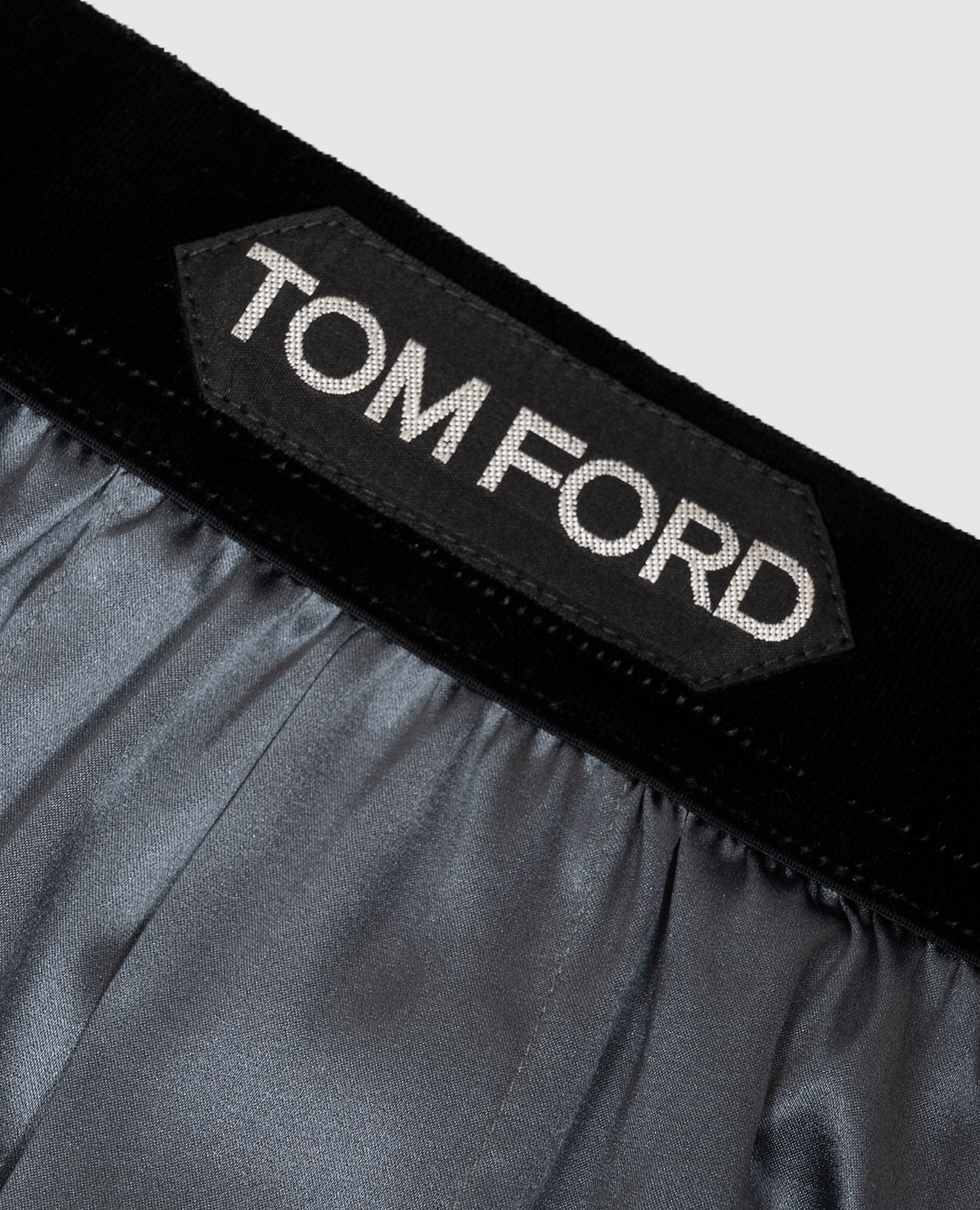 Grey silk boxer briefs with logo patch Tom Ford 2