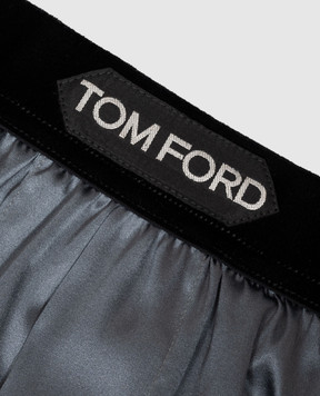 Tom Ford Grey silk boxer briefs with logo patch T4LE41010