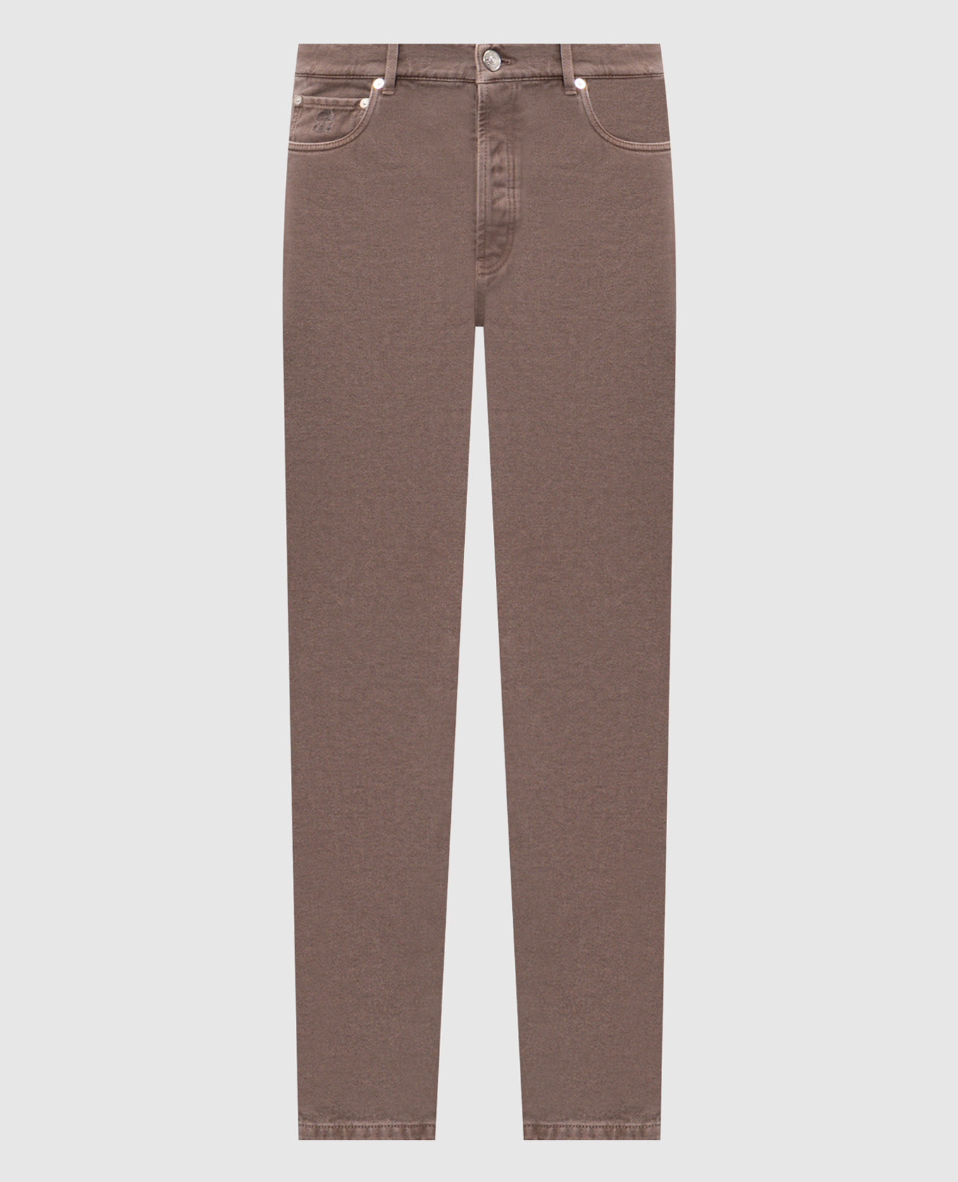 Brown jeans with logo patch