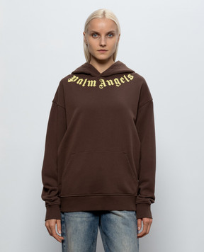 Palm Angels Brown hoodie with logo PAMBB003FL001w