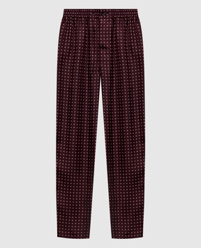 Saint Laurent Burgundy silk pants with geometric print 870159Y6K08