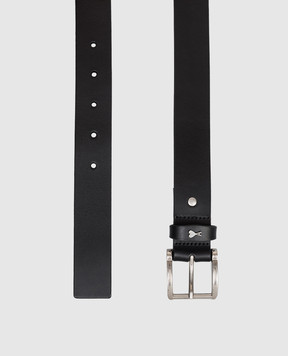 Ami Paris Black leather belt with textured emblem UBL205AL0140w