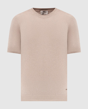 Enrico Mandelli Beige silk T-shirt with logo 3K063A5674