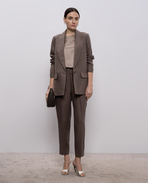 Peserico Brown silk top with monil chain A086272372E