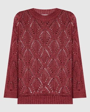 Peserico Burgundy openwork jumper with sequins A99054F0309110