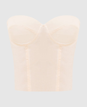 Ermanno Scervino Beige silk bustier top D482L767FWB