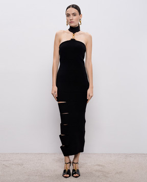Balmain Black dress with slits GF1RP880KJ42
