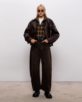 Juun.j Brown jacket with textured logo JW6939W00D