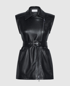 Max Mara Sportmax Black leather dress FAVELLA with zipper SPXFAVELLA