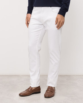 ISAIA White jeans with logo patch PNDT05DJ139