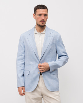 Brunello Cucinelli Blue linen and wool jacket MZ4087BTD