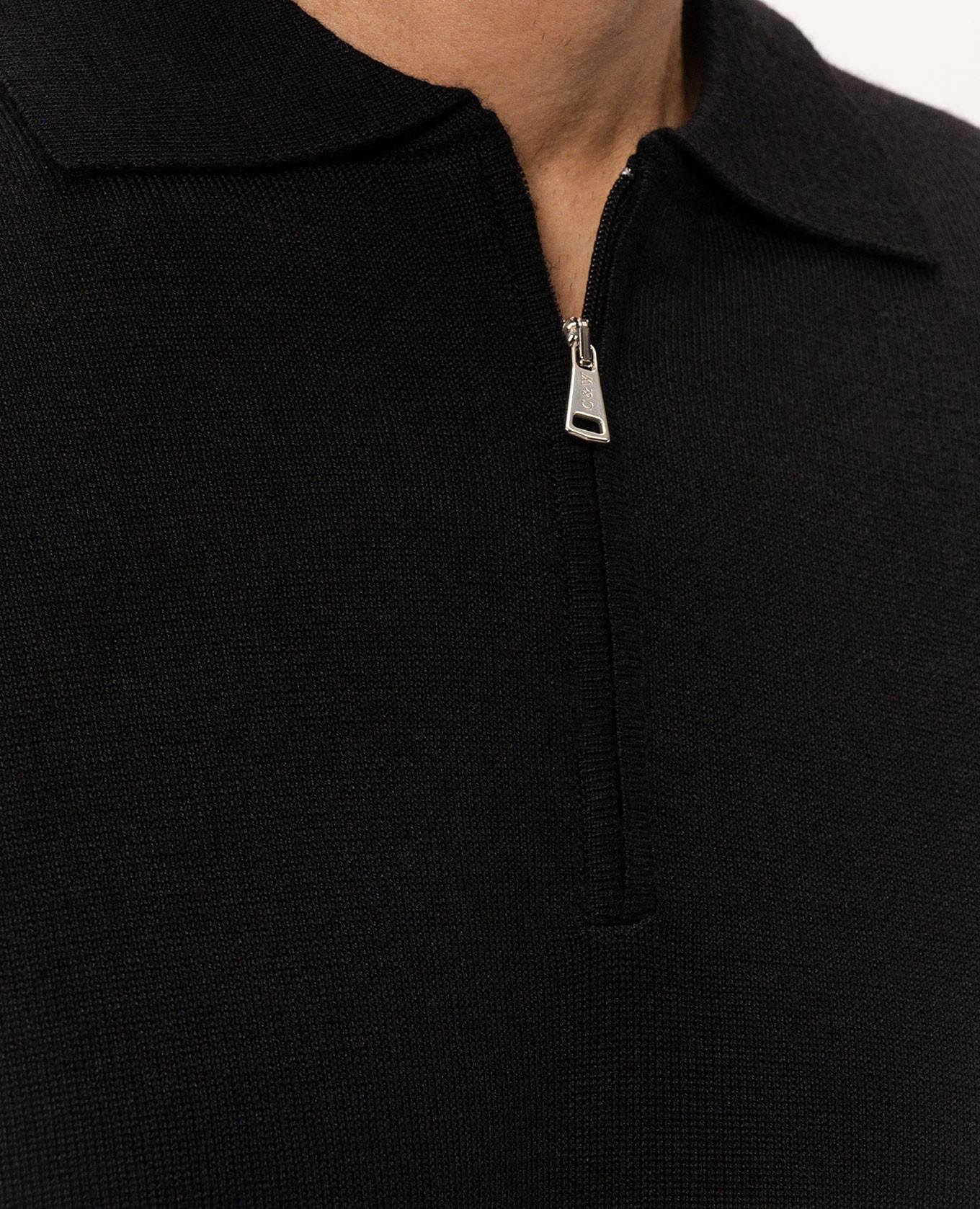 Black wool, silk and cashmere polo shirt Cashmere&Whiskey 5