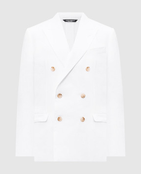 Dolce&Gabbana White double-breasted linen jacket G2NW1TGK326