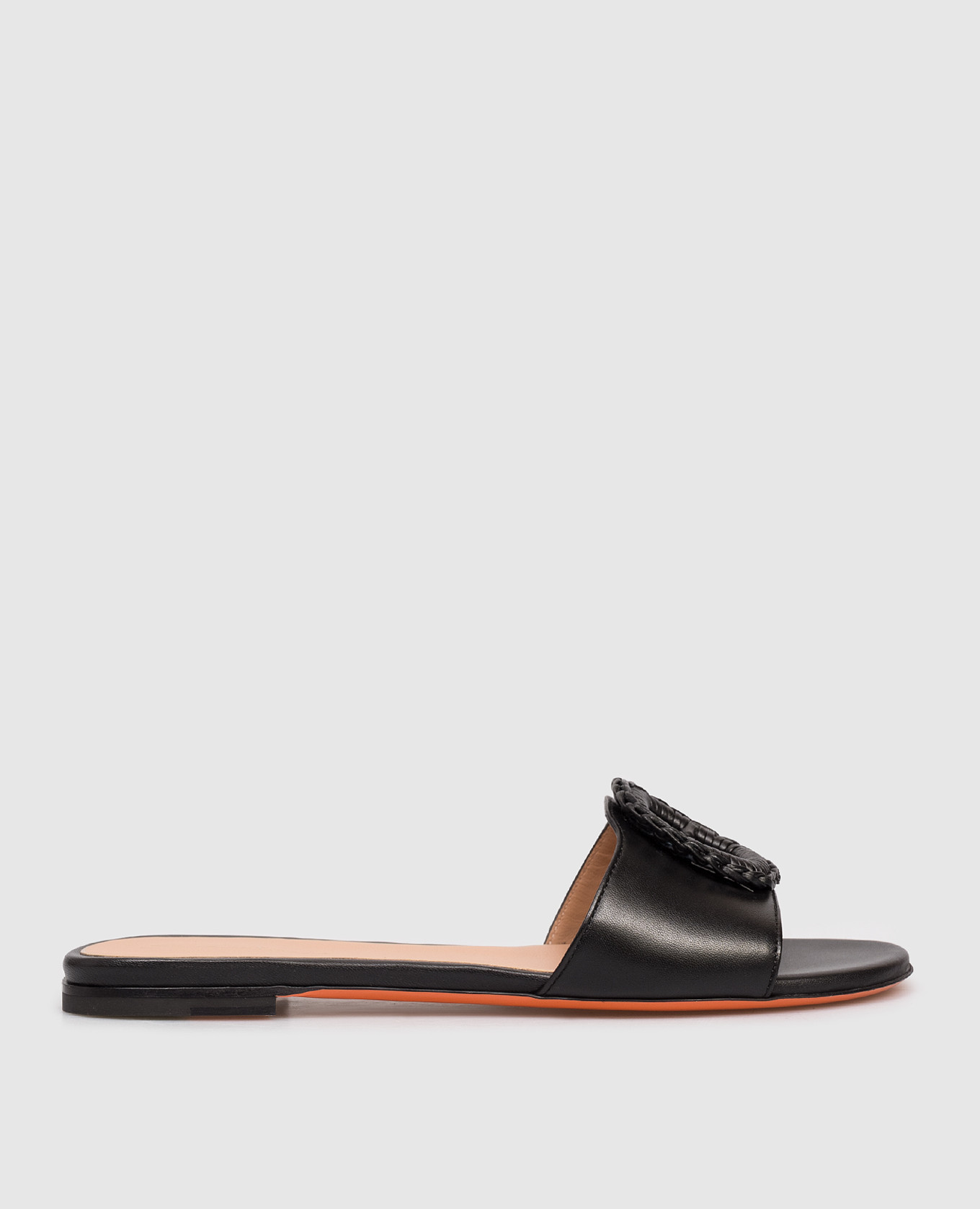 

Black leather flip-flops Santoni