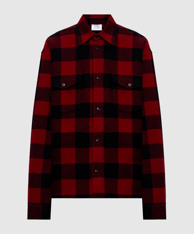 Checked wool shirt jacket