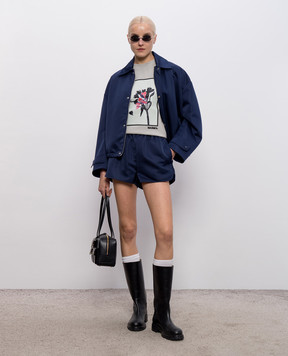 Max & Co CALATA blue shorts with textured logo MCOCALATA
