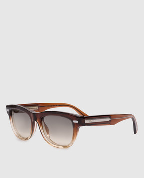 Brunello Cucinelli Stanley J brown sunglasses with logo engraving MOCSTEMS17