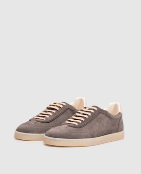 Brunello Cucinelli Grey suede sneakers with emblem MZUMGLJ336