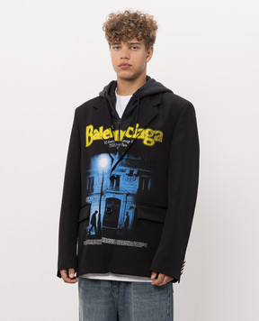 Balenciaga Black double-breasted wool blazer A001Y3TTT12