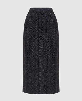 Herno Gray midi skirt with patterned wool GN000089D70309