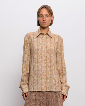 Ermanno Scervino Brown silk blouse with geometric print D492K399WEK