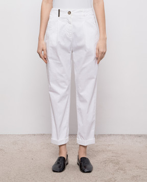 Peserico White pants with lapels P04987T302481